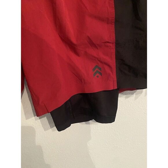 Barry’s Bootcamp Gym Athletic 2 In 1 Shorts Mens Small Black Red Lined - Picture 2 of 8